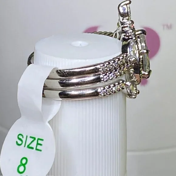 Diamond CZ Pear Shaped Halo Ring RBP7403 Size 8 - Picture 2 of 5